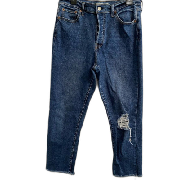 Levi’s Wedgie Straight Women’s Button Fly Raw Hem Size 32 Distressed UB1-23 - Picture 1 of 11